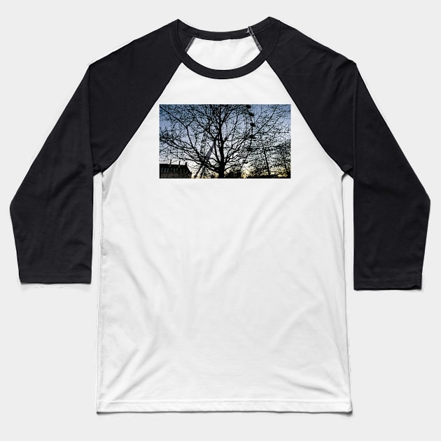 London Eye view thru trees near it Baseball T-Shirt by fantastic-designs